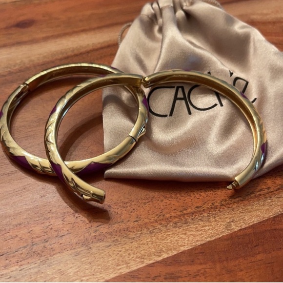Cache Gold Bangles with Purple Highlights - Picture 9 of 10